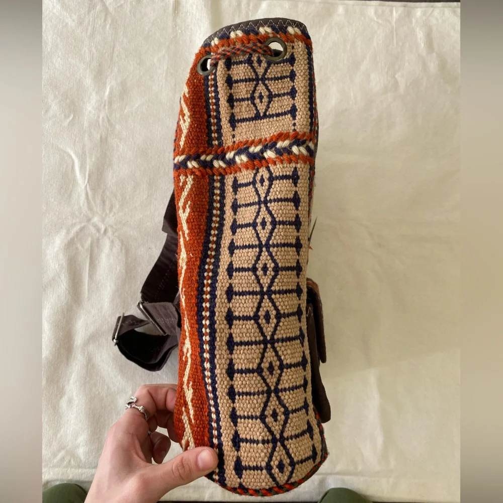NWT UNESCO Certified Bohemian Woven Kilim Wool Backpack with Tribal Patterns - Picture 7 of 12